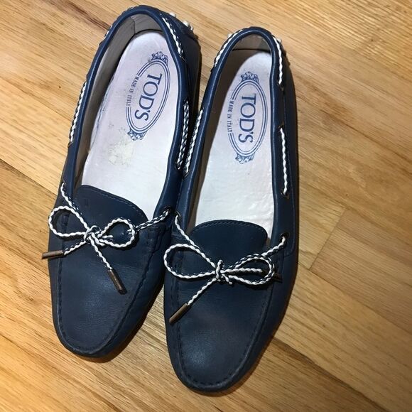 Tod’s Sz 38.5 Blue Boat Shoe Loafers - Picture 3 of 5